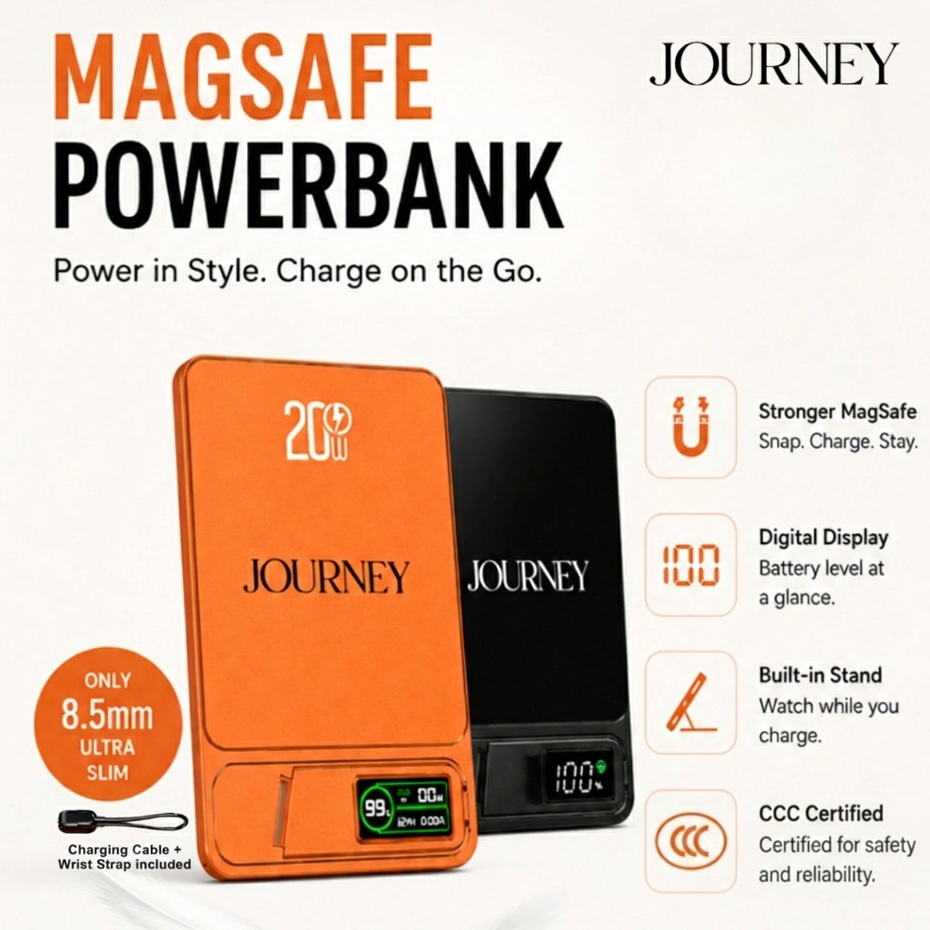 Journey Magsafe PowerBank with digital display and stand for mobile phone